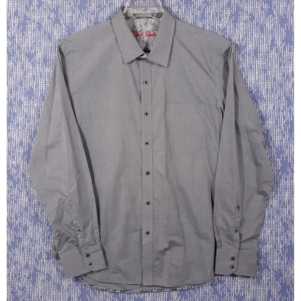 Robert Graham Shirt Mens Size XL Tailored Fit Gray Long Sleeve Button Up Cotton